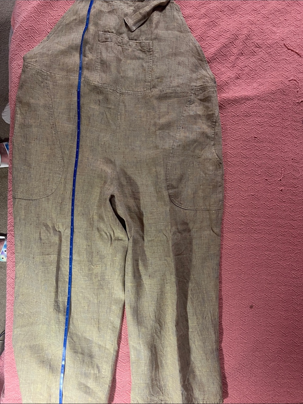 Flax Natural Very light yellow green color Linen Overalls - Picture 5 of 9